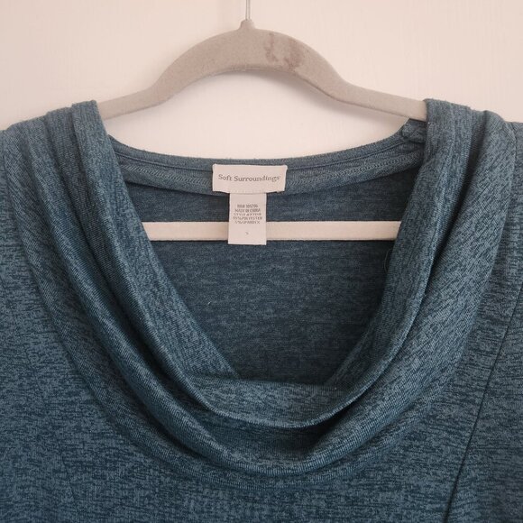 Soft Surrounding Cowl Neck Bow Hem Detail Knit Sweater Tunic Heather Green Sz. S - Picture 4 of 5